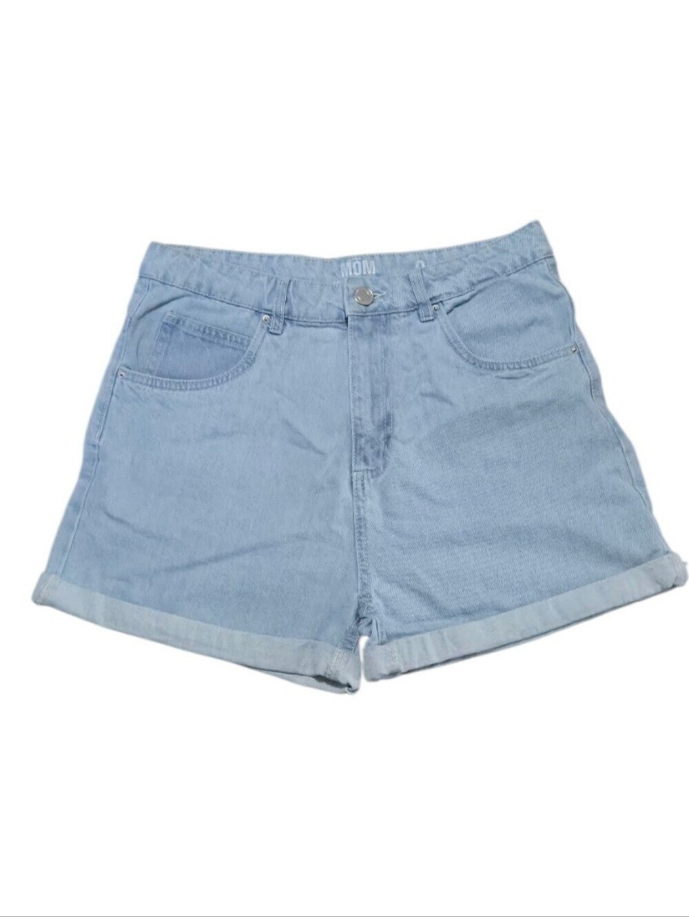 Mom Light Wash High-Rise Rolled Hem Denim Shorts. Size 9
